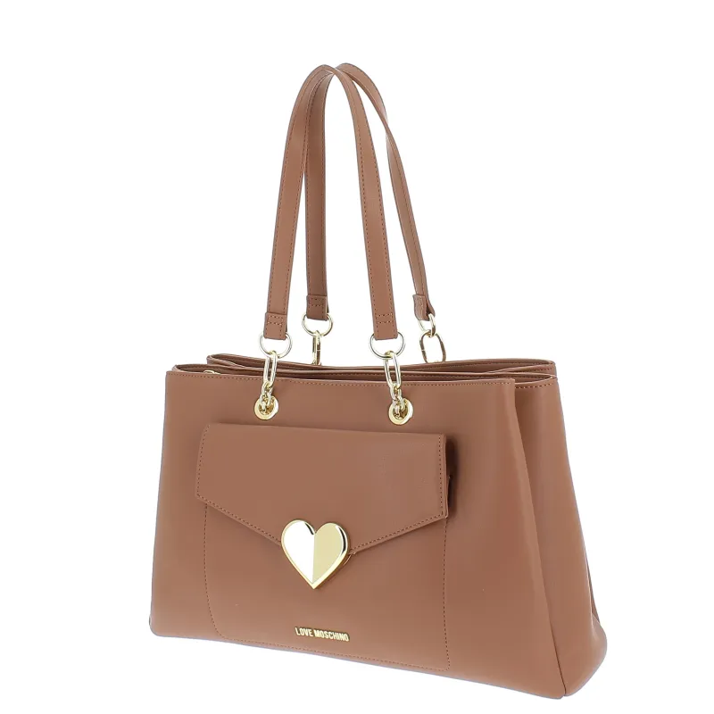 Love Moschino Damen-Einkaufstasche mit drei Fächern, braun 2
