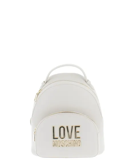 Zainetto donna Love Moschino con tasca frontale con zip, avorio