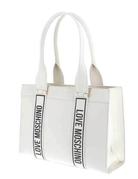 Shopping Love Moschino avorio con logo nero