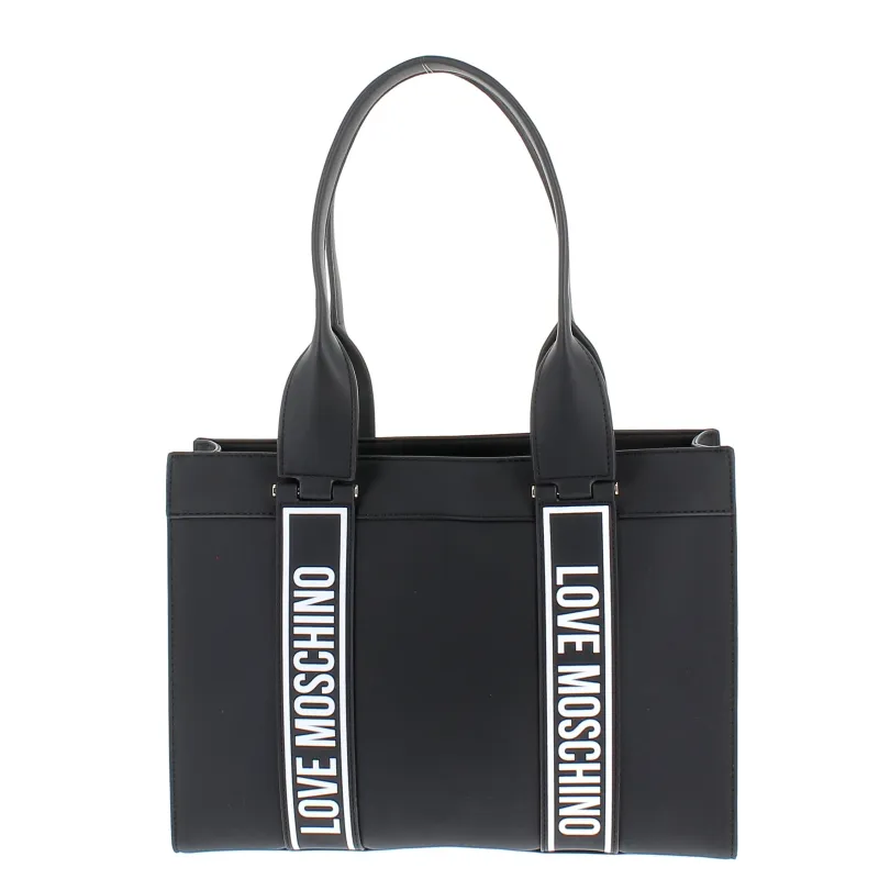 Love Moschino women's shopping bag, black with white logo