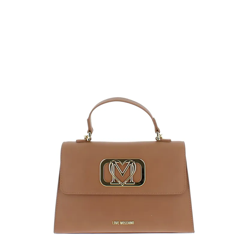 Borsa donna con manico e tracolla Love Moschino, cammello