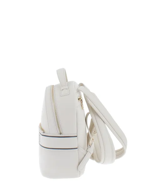 Love Moschino small women's backpack, ivory with black logo