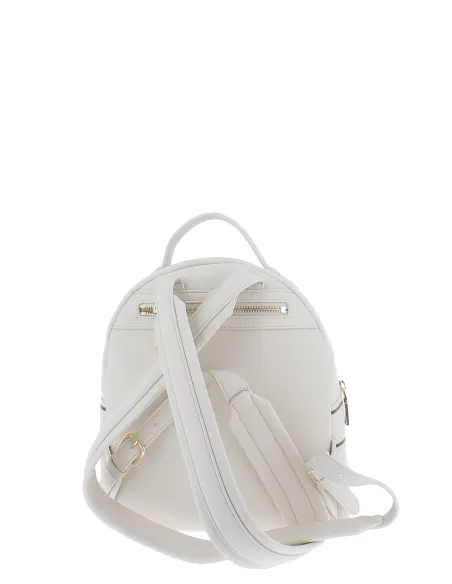 Love Moschino small women's backpack, ivory with black logo