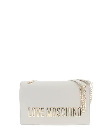 Love Moschino Umhängetasche mit drei Fächern, elfenbeinfarben