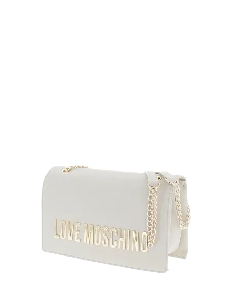 Love Moschino Shoulder bag with three compartments, ivory