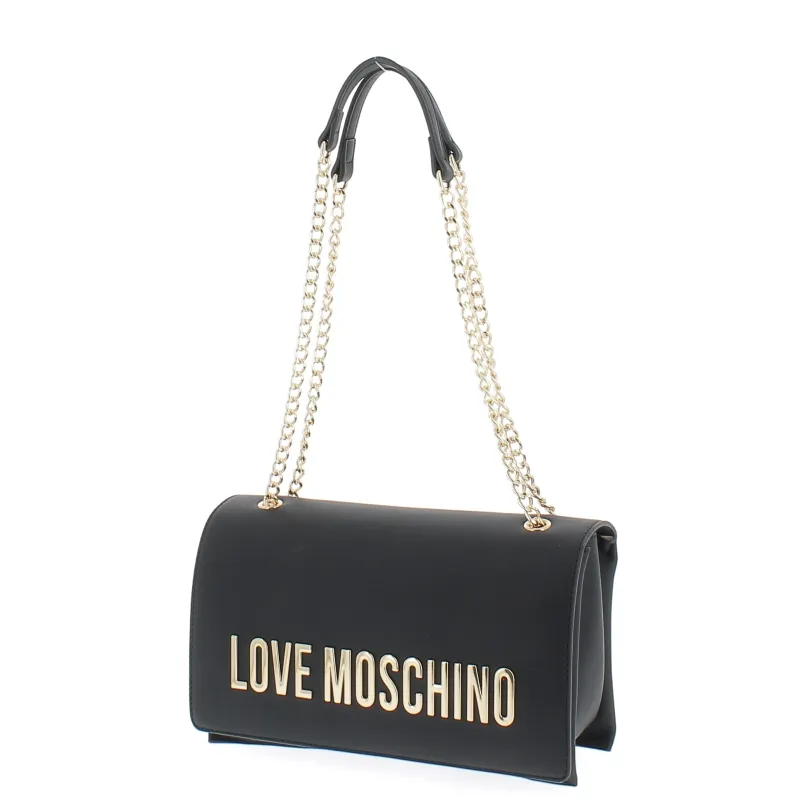 Borsa donna con tracolla in catena Love Moschino, nera