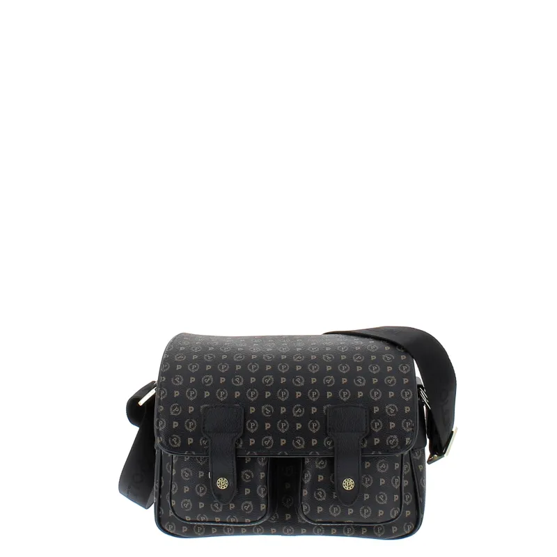 Borsa donna a tracolla con pattina Pollini heritage nera