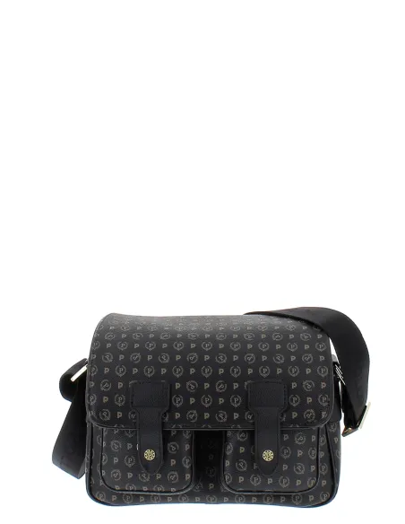 Borsa donna a tracolla con pattina Pollini heritage nera
