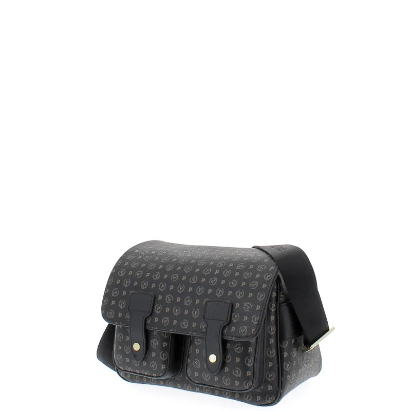 Borsa donna a tracolla con pattina Pollini heritage nera 2