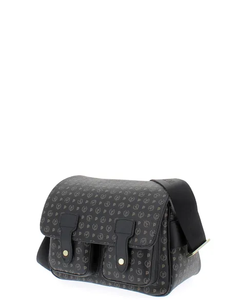 Borsa donna a tracolla con pattina Pollini heritage nera