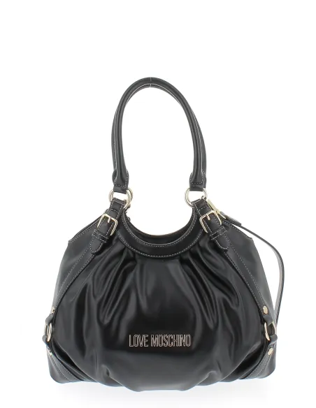 Love Moschino women's bag with two handles and removable shoulder strap, black