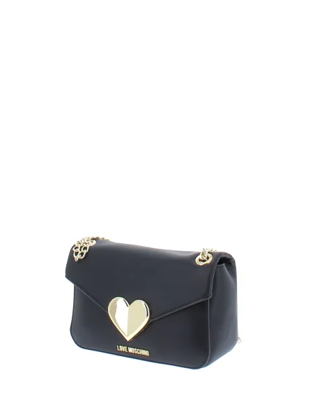 Borsa donna con tracolla in catena scorrevole Love Moschino, nera