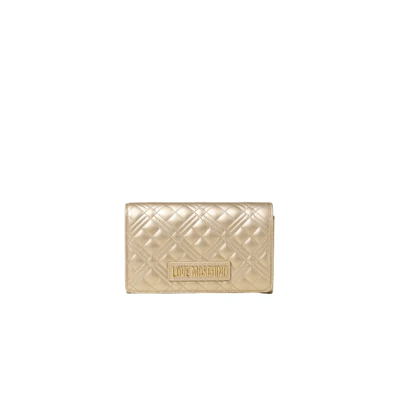 Love Moschino quilted clutch bag, gold