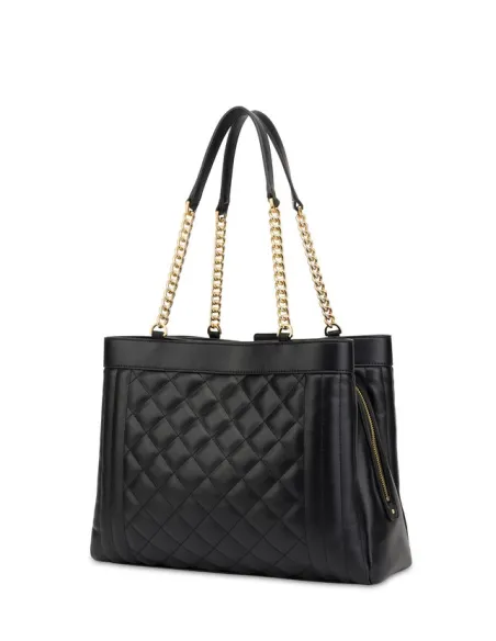 Pollini Quilted shopping bag with three compartments, black