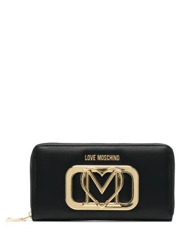 Women's wallet with zip fastener and metal logo Love Moschino