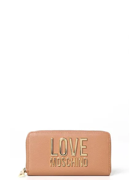 Portafogli donna con zip Love Moschino, cammello