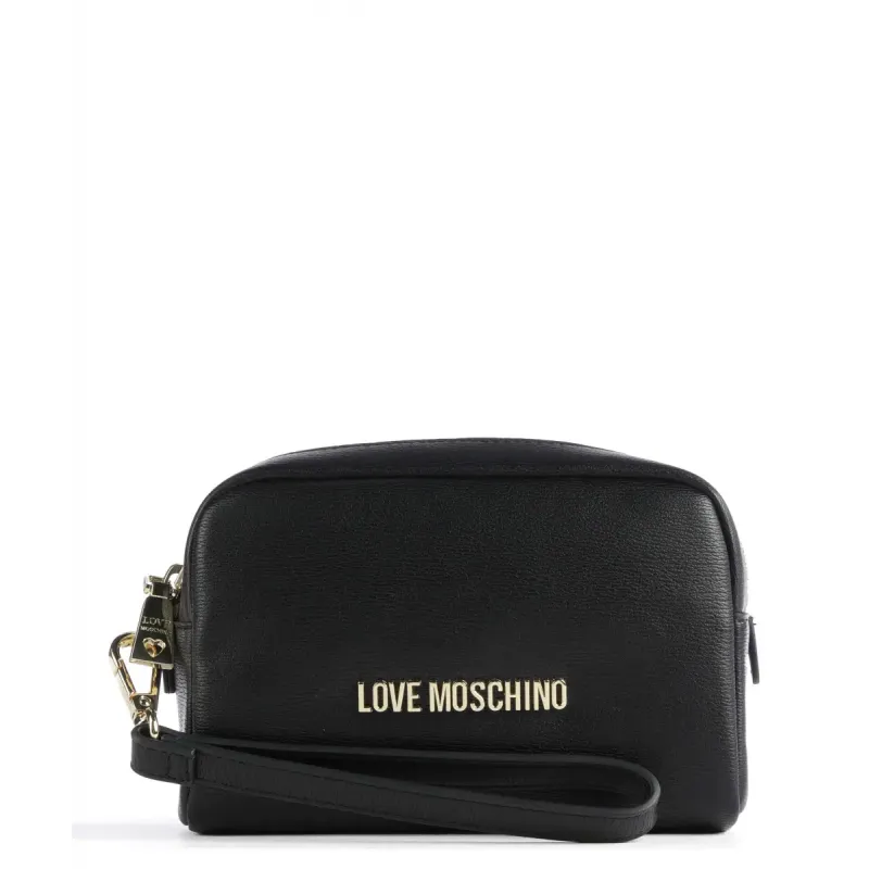 Love Moschino clutch bag with removable handle, black