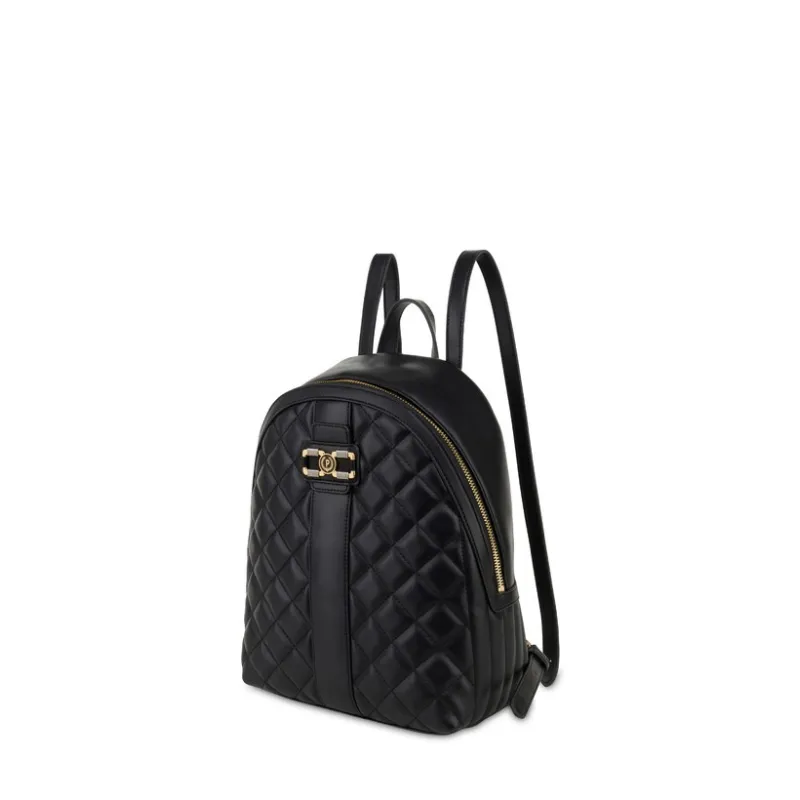 Gesteppter Damenrucksack mit Reißverschluss Pollini, schwarz 2