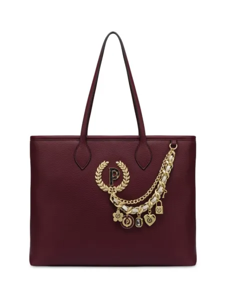 Shopping Pollini con accessorio in catena, bordeaux