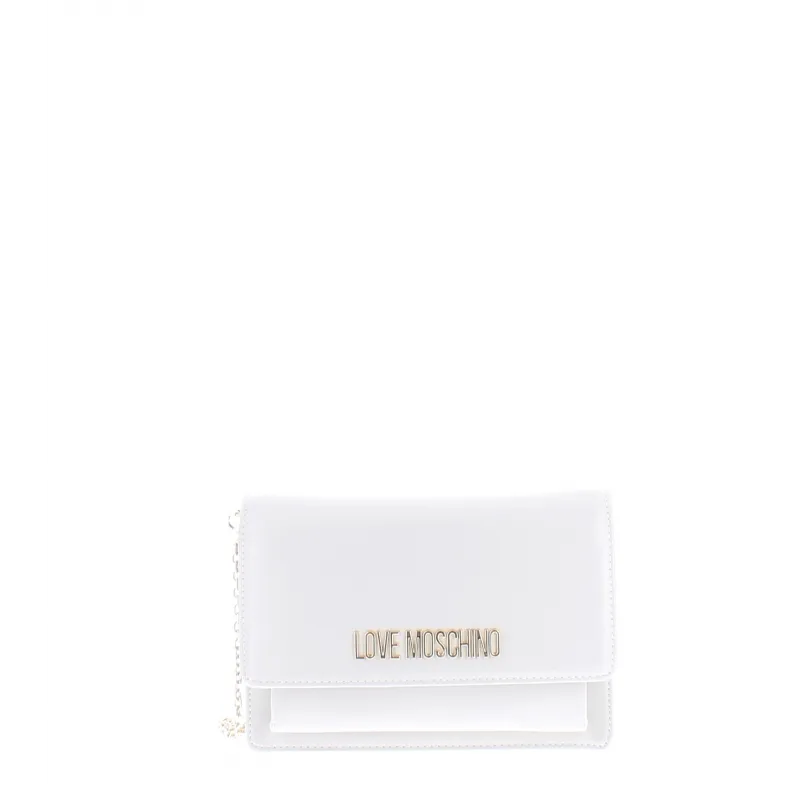 Love Moschino women's clutch bag with chain strap, ivory