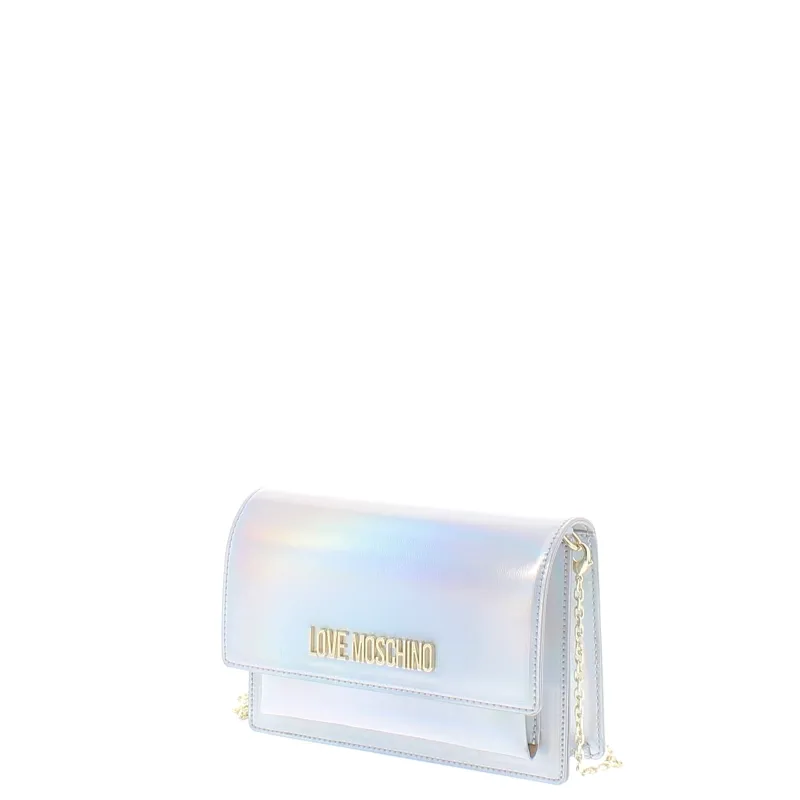 Love Moschino women's clutch bag with chain strap, silver 2