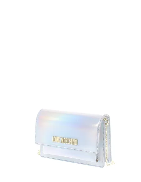Love Moschino Damen Clutch Tasche mit Kettenriemen, silber