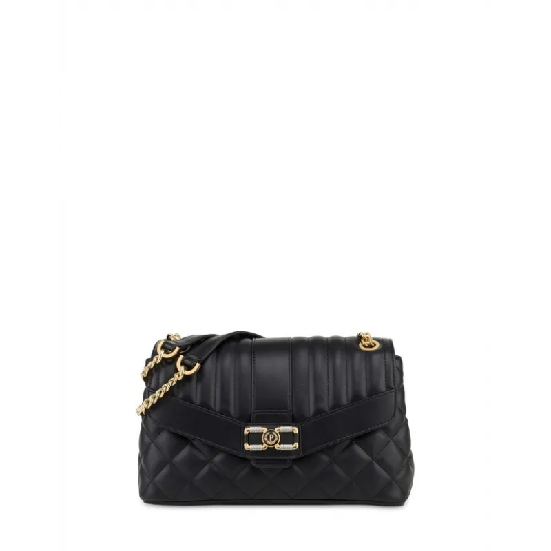 Women's bag with two compartments and sliding strap, black
