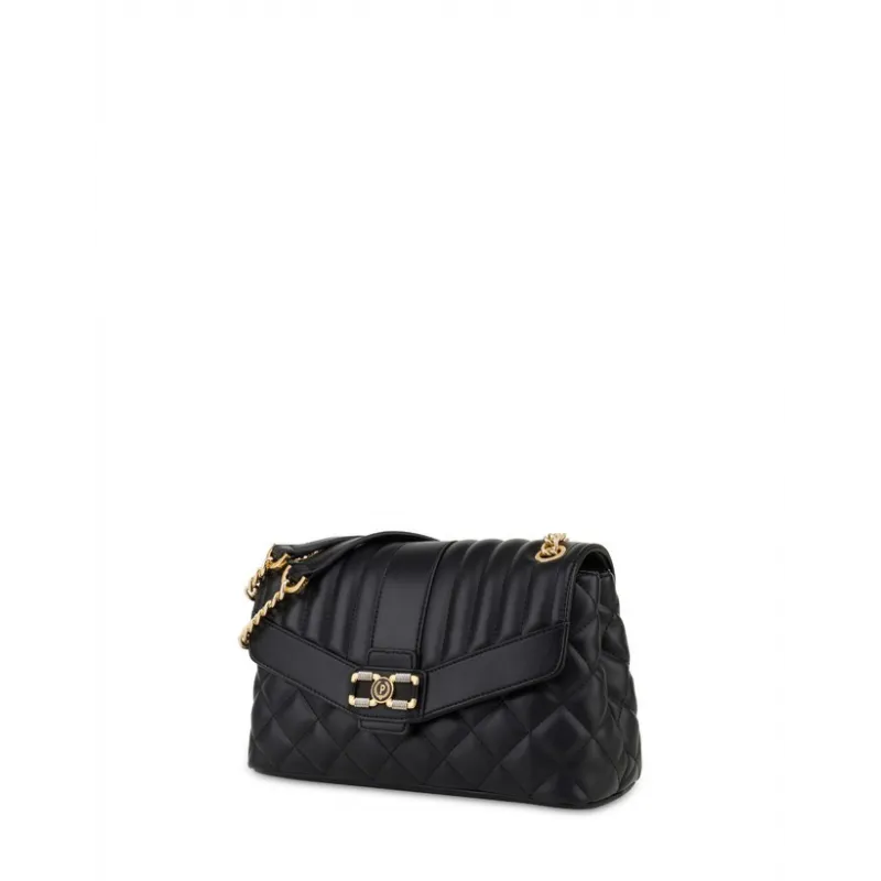 Women's bag with two compartments and sliding strap, black 2