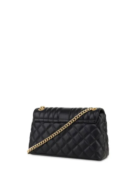 Women's bag with two compartments and sliding strap, black