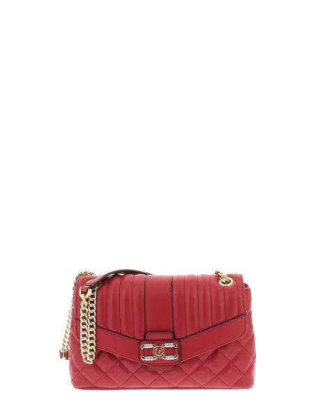 Women's bag with two compartments and sliding strap, red