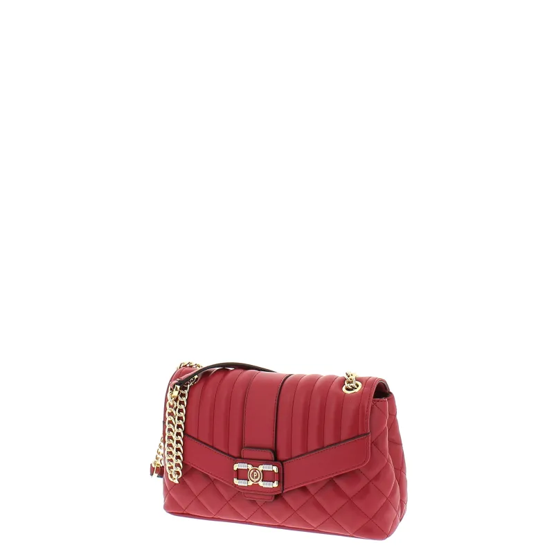 Women's bag with two compartments and sliding strap, red 2