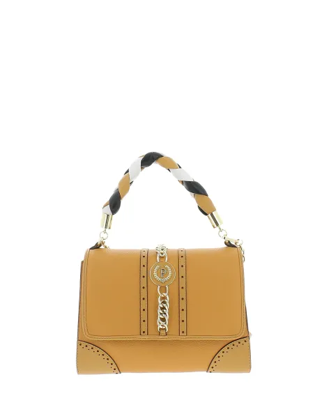 Women's bag with top handle and three compartments pollini, ochre