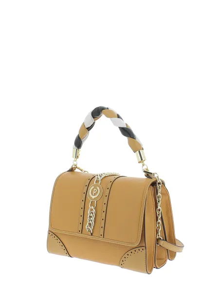 Women's bag with top handle and three compartments pollini, ochre