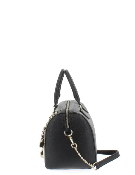 Pollini women's bowling bag with chain accessory, black