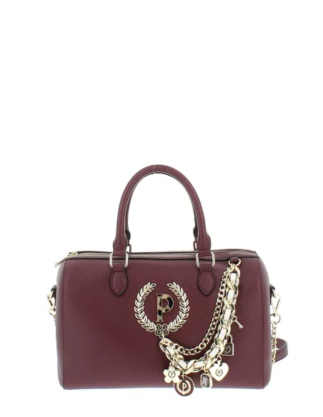 Pollini Damen-Bowlingtasche mit Kettenzubehör, bordeaux