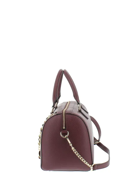 Pollini Damen-Bowlingtasche mit Kettenzubehör, bordeaux