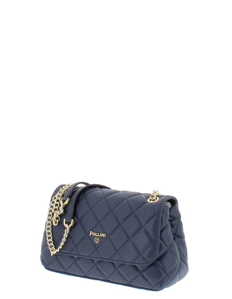 Quilted women's bag with flap closure, navy blue