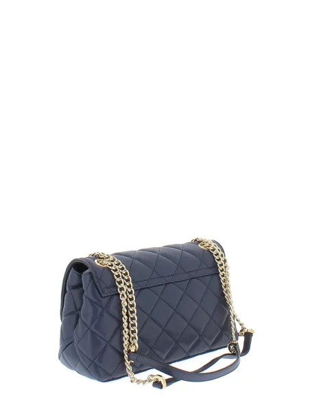 Quilted women's bag with flap closure, navy blue