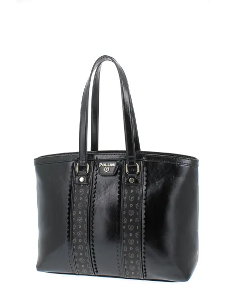 Shopping media Pollini nera con inserto heritage