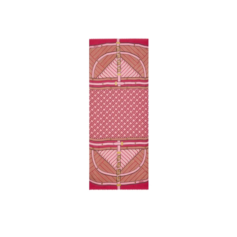 Liu Jo Scarf with graphic print and logo chain, magenta 2