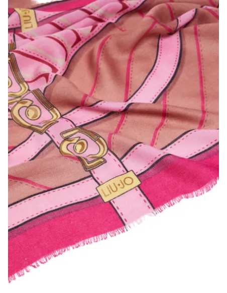 Schal mit Grafikdruck und Logo-Kette Liu Jo, magenta
