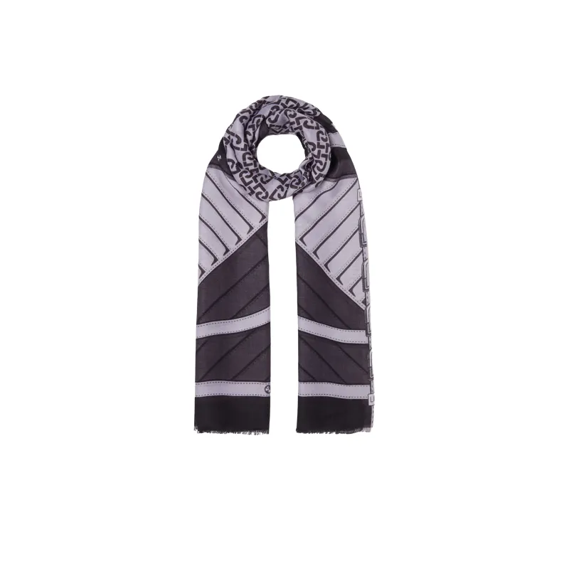 Liu Jo Scarf with graphic print and logo chain, black