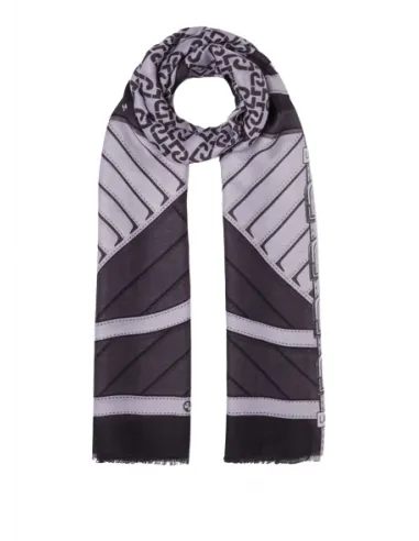 Liu Jo Scarf with graphic print and logo chain, black