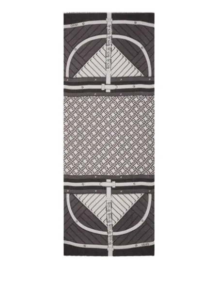 Liu Jo Scarf with graphic print and logo chain, black