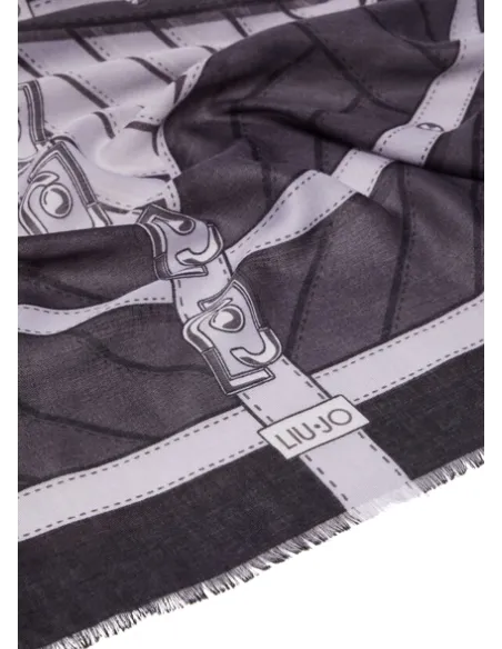 Liu Jo Scarf with graphic print and logo chain, black