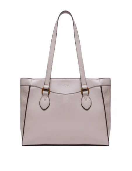 Liu Jo shopping bag with zip fastener and front pocket, taupe