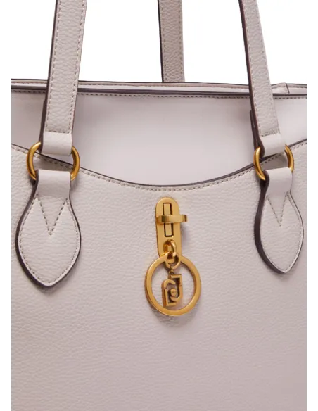 Liu Jo shopping bag with zip fastener and front pocket, taupe