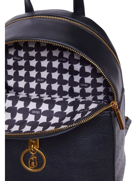 Liu Jo Damen-Rucksack mit zwei Reißverschlussfächern, schwarz