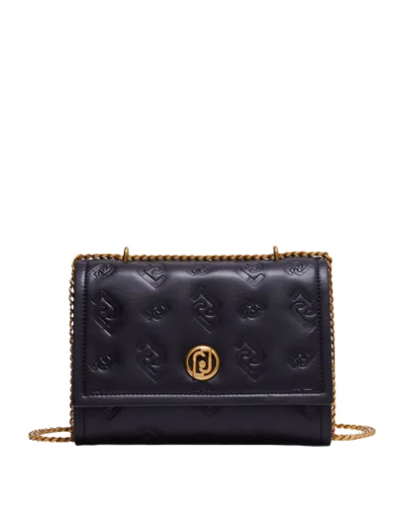 Borsa con pattina e tracolla in catena Liu Jo, nera