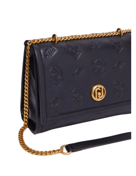 Borsa con pattina e tracolla in catena Liu Jo, nera